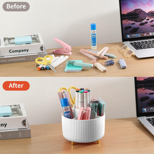 Desk Pencil Pen Holder, 5 Slots 360°Degree Rotating Organizer for Office, School, Home, Art Supply