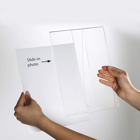 5x7 inch (2 pack) M&T Displays Clear Acrylic Photo Frame Picture Sign Holder Portrait Desktop Table Stand Desk Menu
