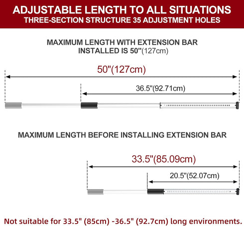 20-50inch Stopper,White,1Pack AceMining Sliding Door Security Bar,Heavy Duty Sliding Patio Door Lock Bar, Adjustable