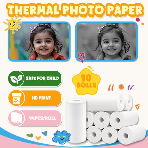 720Pcs 57x25mm 10 Kids(72 Thermal Paper for Kids Camera Instant Print, Instant Print Paper, Rolls Kids Camera Instant