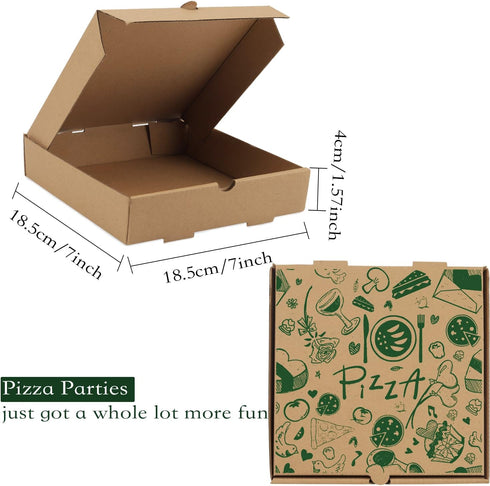 Pizza Boxes, 15 Pack 7.3 x 7.3 x 1.6" Kraft Corrugated Pizza Boxes Pizza Takeout Boxes Food Delivery Boxes Gift Packing Boxes Takeaway Mailing Shipping Storage Boxes for Pizza, Cake, Cookies, Food