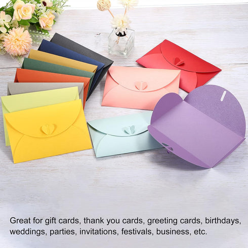 PATIKIL 24 Pack Heart Shaped Gift Card Envelopes, Mini Photo Holders for Birthdays Weddings, Yellow Clasp