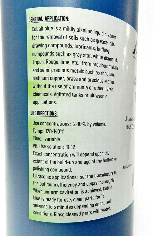 1 JTS Jewelry Ultrasonic Cleaning Solution Cobalt Blue Quart Clean Jewelry Compounds Made in USA