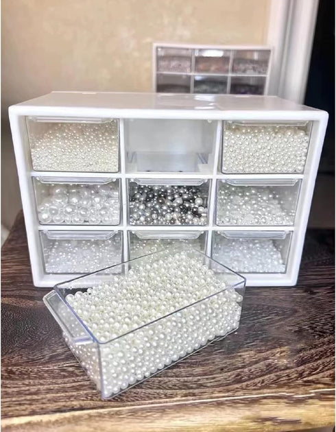 Feadily 4PCS Small Drawer Organizer for Desk, Desktop Storage Drawers with 9 Clear Drawers, White