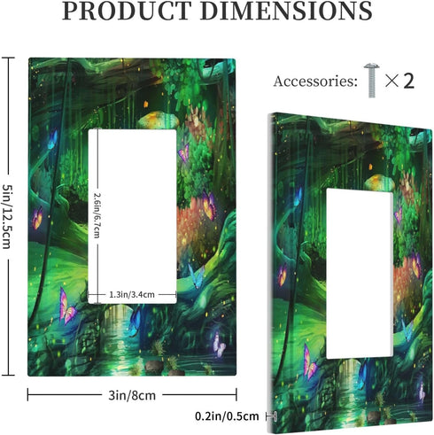 Decorative 1 Gang Single Decora GFCI Device Light Switch Cover - Forest Spring Enchanted Fairy Wonderland Green.