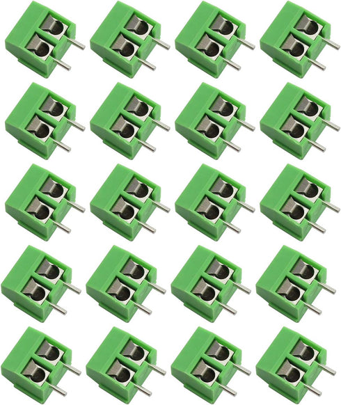 Tegg 20 PCS 5mm 2 Pin Screw Terminal Block Connector PCB Mount for Arduino, 300V 10A