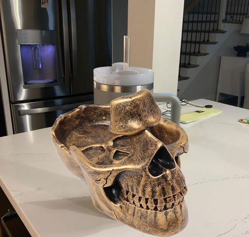 Buminee Glasses Holder for Nightstand, Creative Glasses Stand, Skull Glasses Holder, Skull Resin Sculpture for Home