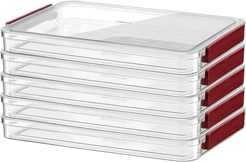Clear A4 Paper Storage Box with Lids - Stackable Plastic File Storage Bins for Invoice Document Stationery, Desk