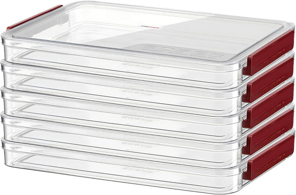 Clear A4 Paper Storage Box with Lids - Stackable Plastic File Storage Bins for Invoice Document Stationery, Desk