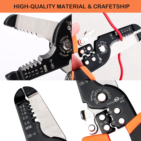 Wire Stripper Crimper Pliers Set for AWG 10-22, 2 PCs Wire Stripping and Crimping Tool with Wire Cutter