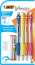 BIC Velocity Mechanical Pencils, 4-Count Pack, Medium Point (0.7mm), Colorful Barrel, with Eraser and Lead Refills