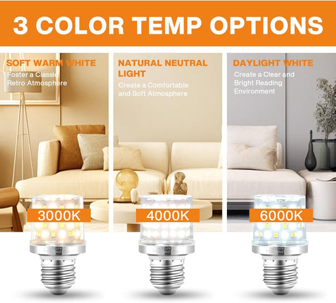 MIAOKE E26/E27 LED Bulb,10W Three Color Mode Dimmable Light Bulbs 900Lumen Light Bulb Can Reduce Energy Consumption by 90% Spiral Light Bulbs are Suitable for Bathroom Ceiling Fan and Outdoor 4 Pack by MIAOKE