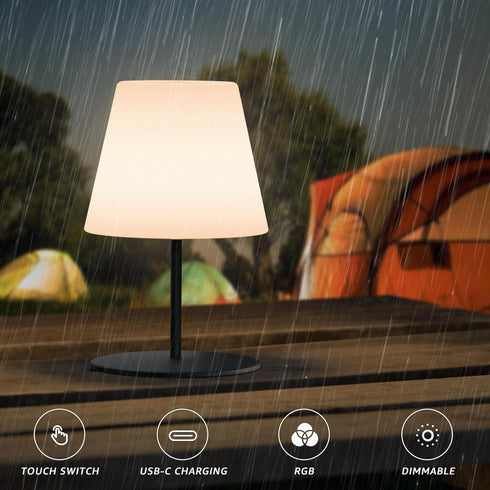 2 IP44 uuffoo Pcs Mini Shower Lamp Rechargeable Table Lamp, Cordless Desk Lamps Bathroom Lamp Touch Warm White and RGB