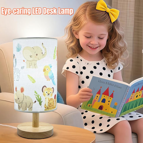 HFYCENYAN Room,3-Color Kids Table Lamp-Night Light for Boys LED Desk Lamp with Baby Elephant Zebra Giraffe Tiger