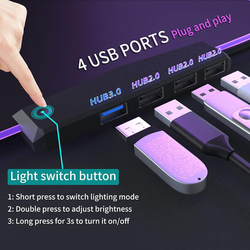 RGB Large Gaming Mouse Pad with 4-Port USB Hub and 13 Lighting Modes, Oversize Anti-Slip Rubber Base (Black)
