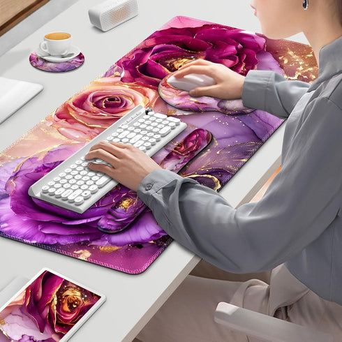 ToLuLu 4in1 Set Gaming Mouse Pad, Large Desk Mat, Cute Desk Pad Protector, XXL Mousepad + Keyboard Wrist Rest+Mouse