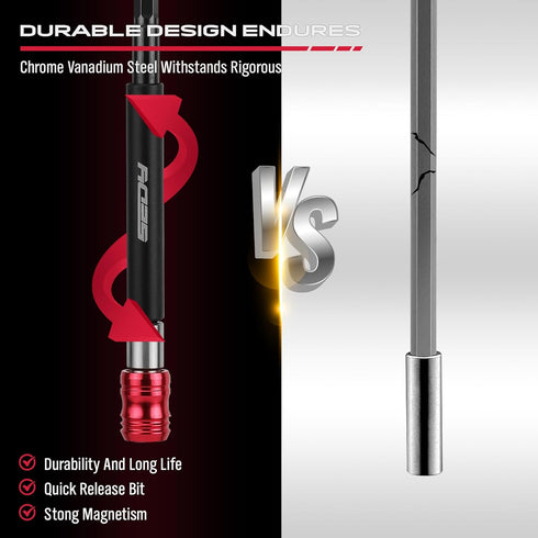 Magnetic Screwdriver Bit Holder Set: 2-Piece 1/4 Inch Hex Shank Quick Release Extension Adapter | Super Straight Durable CR-V Steel | Universal Fit for Impact Driver Bits | 6", 12" Long by SEDY