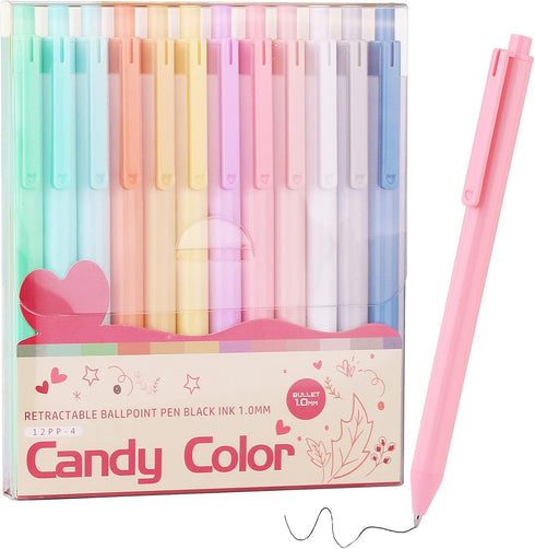 WY WENYUAN Cute Fine Point Smooth Writing Pen - Personalized Ballpoint Bulk, Colorful, Black Ink 1.0 mm