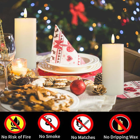 Set 2 (2.2x5 Inch) Dimmable volnyus Flameless Candles of Flickering LED Wax Candles Battery Operated with Remote