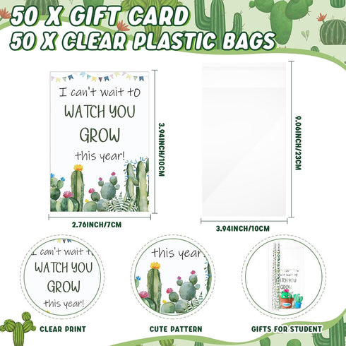 Fuyoooo Set Supplies(50 Sets) Cactus Back to School Gifts Bulk for Students Cactus Stationery with Pencils Erasers
