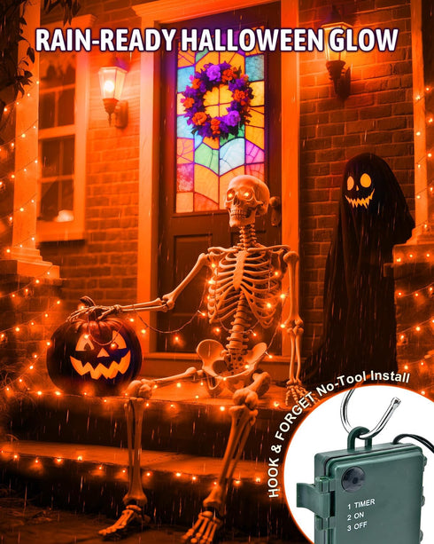 Kelumi 9.8ft 30 Halloween String Lights Battery Operated, Orange Fariy Lights with Timer Waterproof LED Halloween