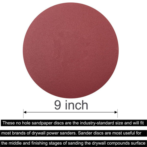 10 PCS 9 Inch 180 Grit Sanding Discs for Hand Radial Sander - 9" Round Hook & Loop Sandpaper for Hand Sanding Tool, Aluminum Oxide Sander Disc for Hand Drywall Power Sander (180 Grits)