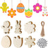 Cakina 6pc Chandelier Crystals Lamp Wooden Festival Pendant Easter Wooden Crafts Easter Egg Rabbit Party Decoration DIY