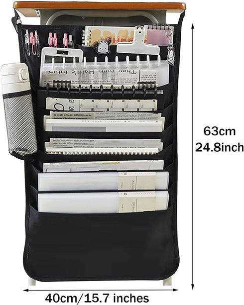 YMXWAN Organzier,8 Oxford Desk Side Hanging Storage Bag with Pen Holder,Reinforced Desk Organiser Storage Bag