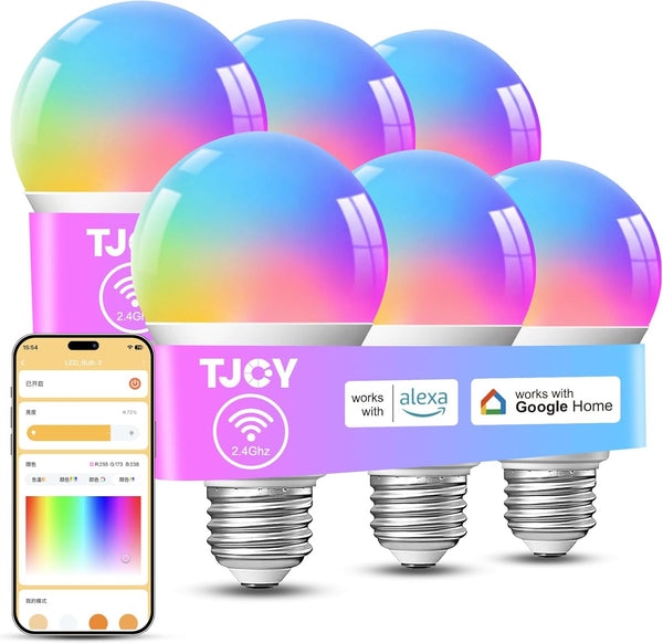 TJOY Smart Alexa Light Bulbs, Bluetooth WiFi Led Bulb Compatible with Alexa