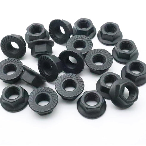 QYIMLI 20Pcs M10 1.25mm x Flange Nut, Carbon Steel Thread Hardware Nuts Serrated Flange Lock Nuts Metric Hex Flange