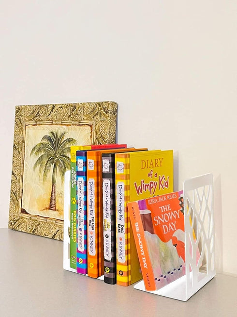 White(3 MSDADA Bookends, Book Ends for Shelves, Bookends for Office, Book Ends for Heavy Books, Book Shelf Holder Stand