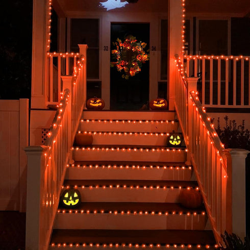 165ft 500 8 YEGUO LED String Lights Outdoor Waterproof, Orange Christmas Lights Indoor, Green Wire Twinkle Tree Light