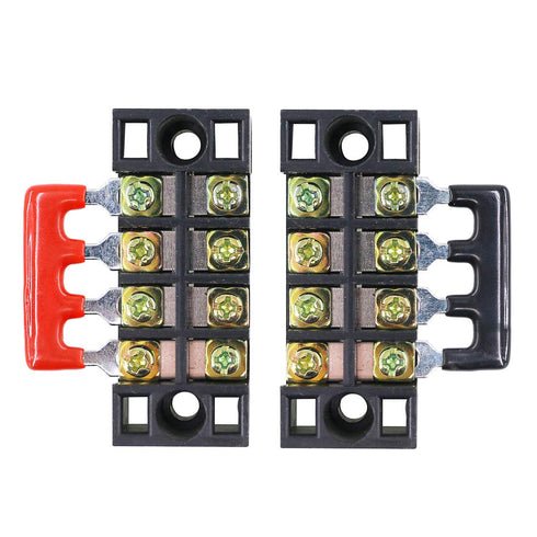 Hilitchi 12pcs 600V 15A 4 Position Double Row Screw Terminal Strip and 400V 10A Red/Black Pre Insulated Barrier Strip