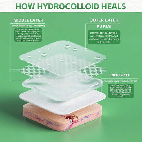 2in 16ft, Hydrocolloid Roll for Wound Care - x Medical-Grade Extra Large Hydrocolloid Patch Bandages