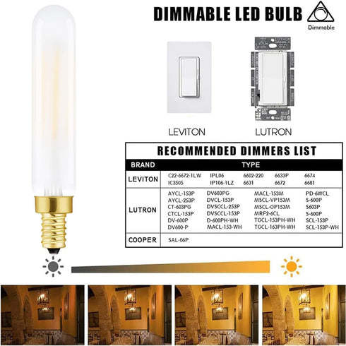Leools E12 Bulb Dimmable 4W 2700K T6 B11 Bulb 40 AC120V 400LM e12 Bulb 6Pack Frosted LED Equal Warm White Candelabra