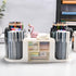 Rotating Desk Organizer with 2 Pen Holders, 10 Slots Pencil Holder, 3 Drawer Art Supply Storage Box Caddy for Office,