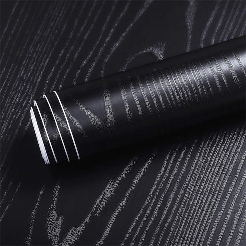 Livelynine Black Wood Contact Paper, Waterproof Vinyl Wrap for Kitchen Cabinet and Countertop, Peel and Stick