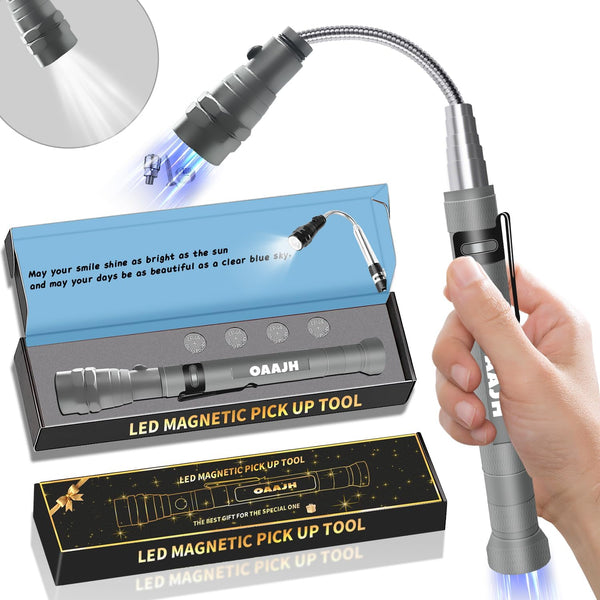 oaajh Christmas Stocking Stuffers for Adults, Magnetic Pickup Tool with 3 LED Lights,