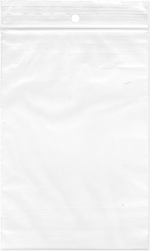 Plymor 4" x 6" (Pack of 500), 2 Mil with Hang-Hole Zipper Reclosable Plastic Bags