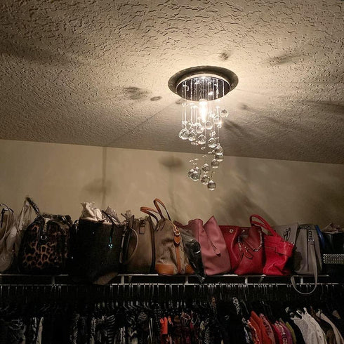 D8"x H15.8" Modern Crystal Chandelier Elegant Spiral Flush Mount Chandelier Modern Raindrop Crystal Ball Chandeliers