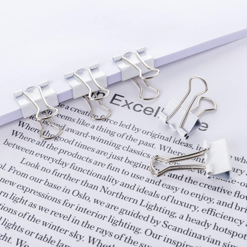 Small Binder Clips, 3/4 Inch (19mm), 50 Pack Mini Binder Clips (White)