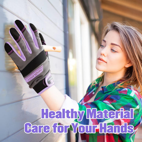 Utility Work Gloves for Women, Safety Mechanic Touch Screen Working Gloves, Flexible Breathable Yard Work