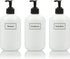 Plastic Bottles with Black Pumps + Customized Waterproof Labels - 16 oz. Squat Boston Round 3-Pack, White