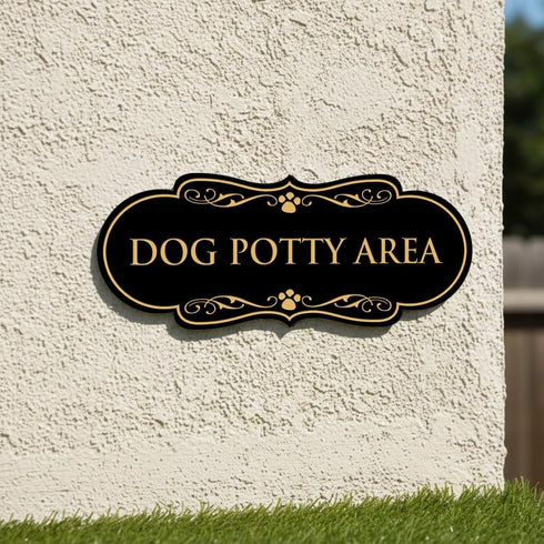 Large Black Dog Potty Area Sign - Designer Style