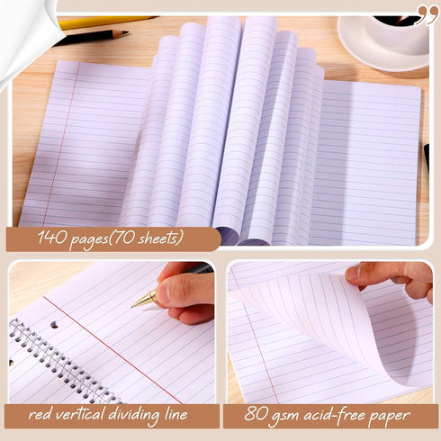 Teling 1 Subject Spiral Notebook, College Ruled, 8 x 10 1/2 Inch, 70 Sheets, Office School Study Supplies