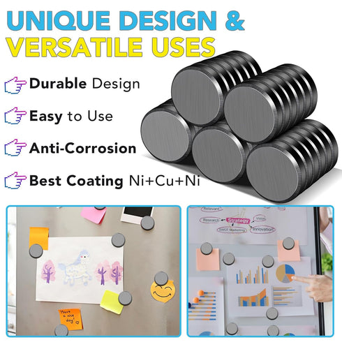 TRYMAG 55 Pack Magnets for Crafts with Adhesive Backing, 1 Inch (25mm) Ceramic Magnets Small Magnets Round Disc Magnets for Refrigerator Button DIY Cup Tiny Magnet Craft Hobbies, Science Projects