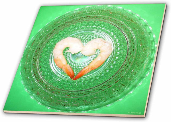 3dRose Shrimp on a Crystal Bowl 8 Inch Ceramic Tile