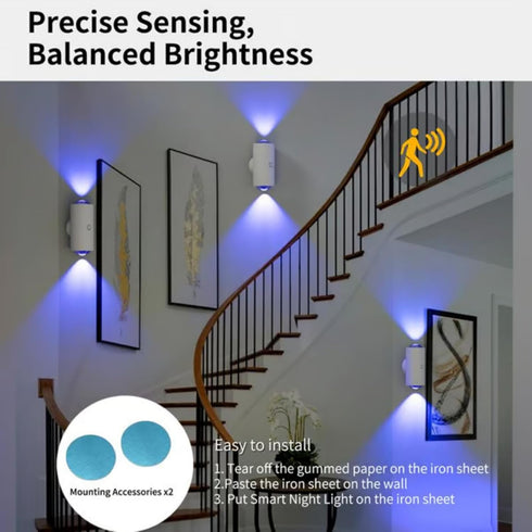 HIDEZHI (4, 7-Color) Rechargeable Smart LED Motion Sensor Ambient Light, Rechargeable Dynamic RGB LED Wall Lamp