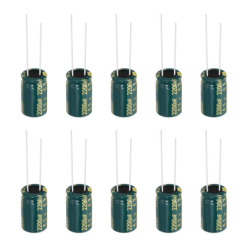 PATIKIL 6.3V 2200uF Electrolytic Capacitors, 10Pcs 10x16mm Aluminum High Frequency for TV, Monitor, Circuit Boards