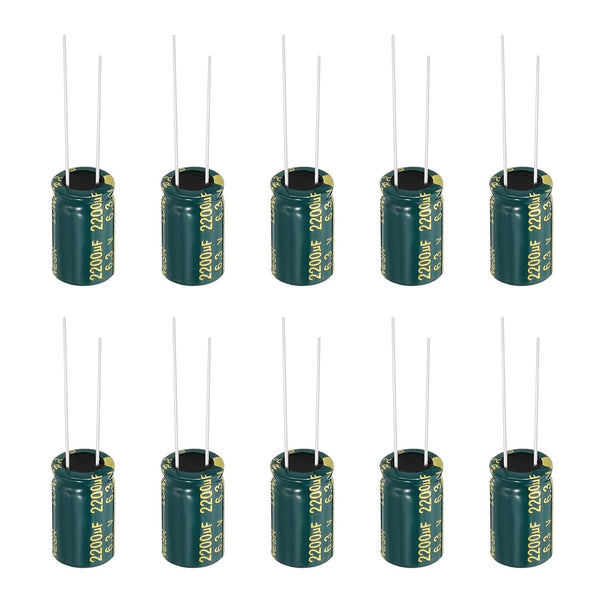 PATIKIL 6.3V 2200uF Electrolytic Capacitors, 10Pcs 10x16mm Aluminum High Frequency for TV, Monitor, Circuit Boards